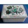 A marble inlay box with rose flower and bird with fligree work box RE3456